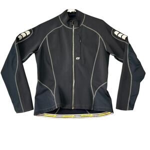 Sugoi Cycling Jacket Womens Small (18x24) Jersey Black 3M Scotchlite Zip Up